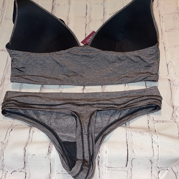 NWT- ADORE ME 2 pc lightweight bra and thong panty set. Gray. Size 34C/Small. - Picture 4 of 7